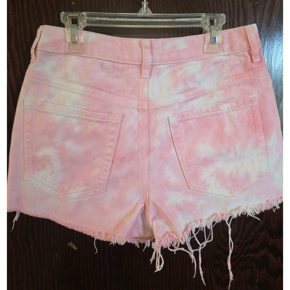 PacSun White Pink Tie Dye High Rise Festival Jean Cut Off Shorts 28 Boho Preppy - Picture 5 of 11